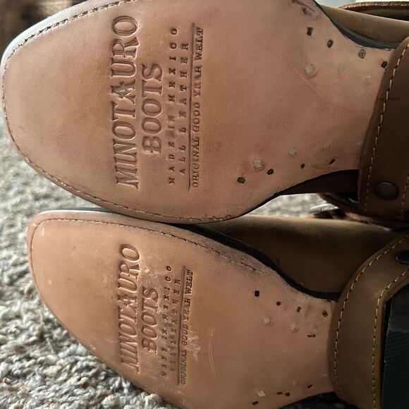 Minotauro Western Leather Cowgirl Boots Brown & Cream Size 6.5 NEW in Box - Picture 12 of 16